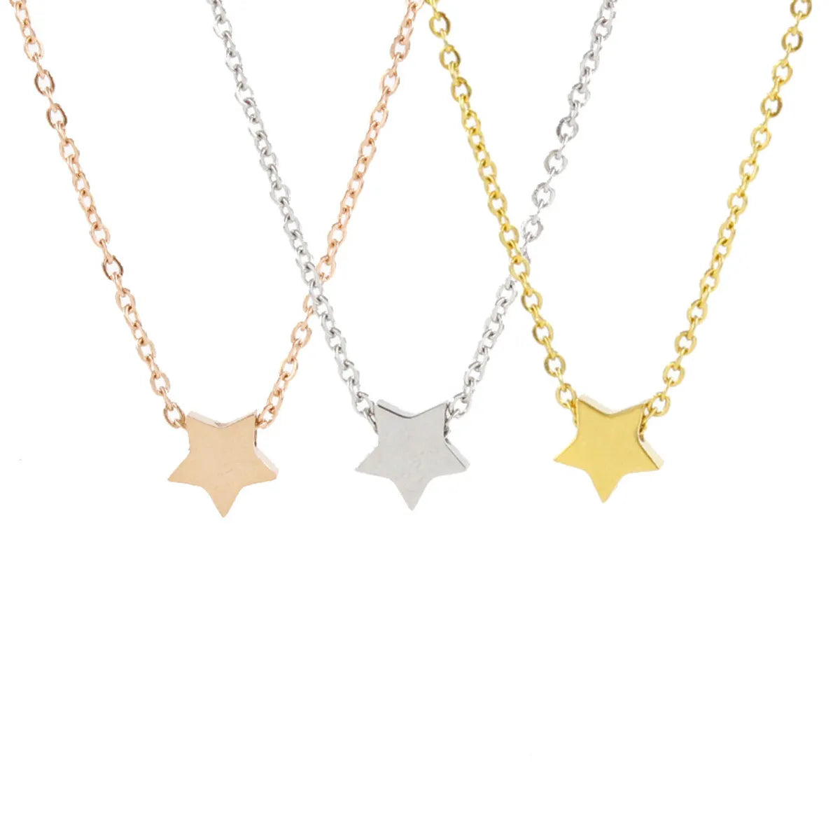 Simple Style Star Titanium Steel Plating 18k Gold Plated Rose Gold Plated Necklace