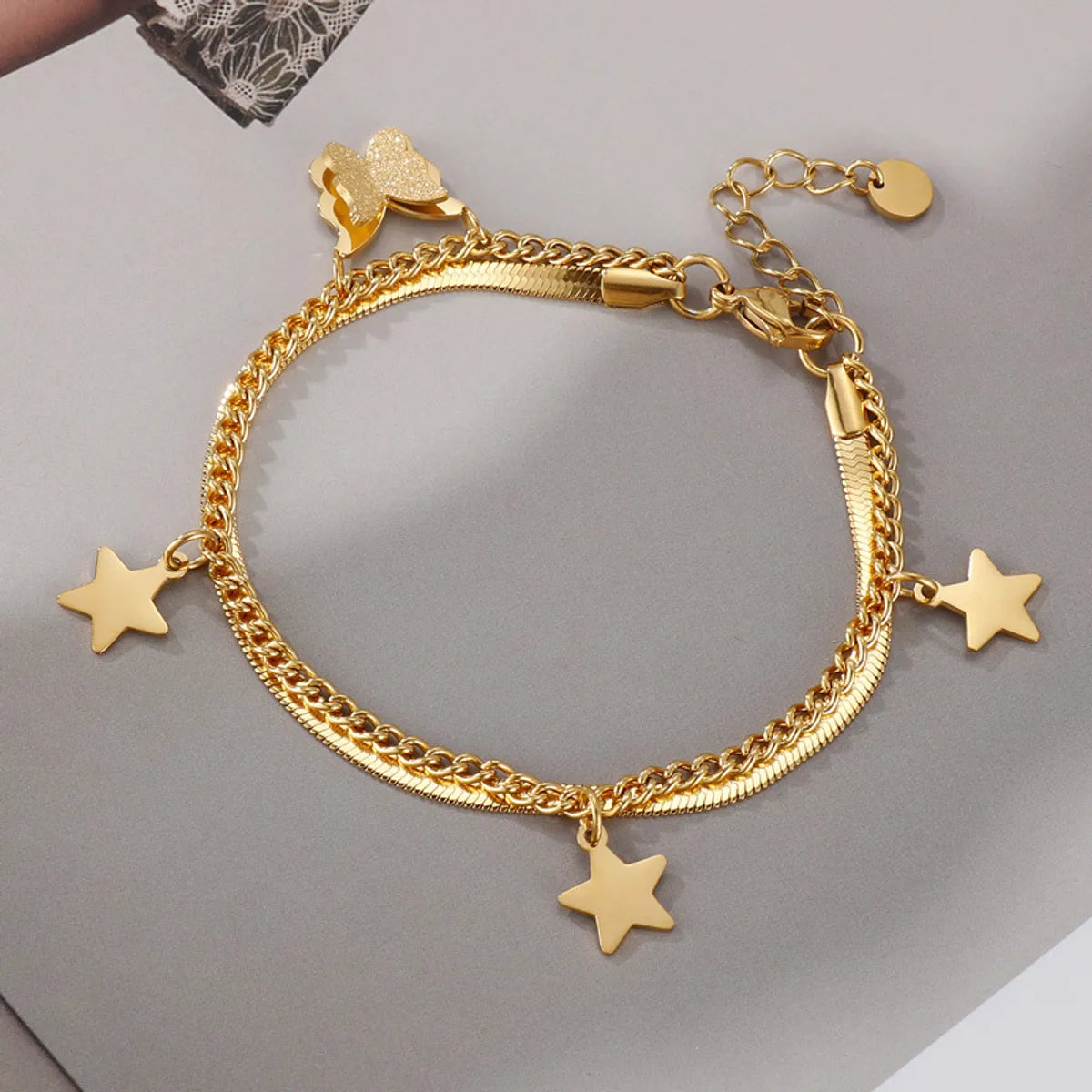 Simple Style Star Titanium Steel Plating Bracelets