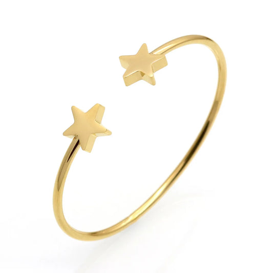 Simple Style Star Titanium Steel Plating Gold Plated Bangle