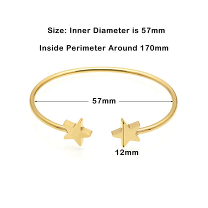 Simple Style Star Titanium Steel Plating Gold Plated Bangle