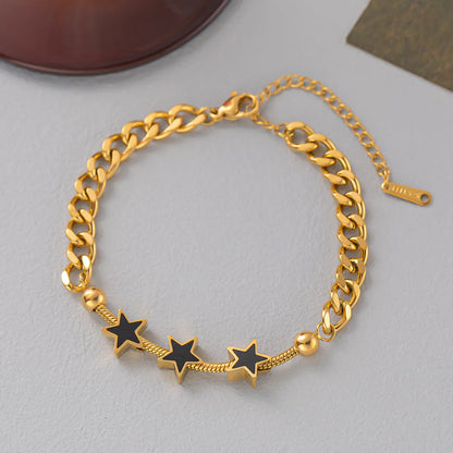 Simple Style Star Titanium Steel Plating Gold Plated Bracelets