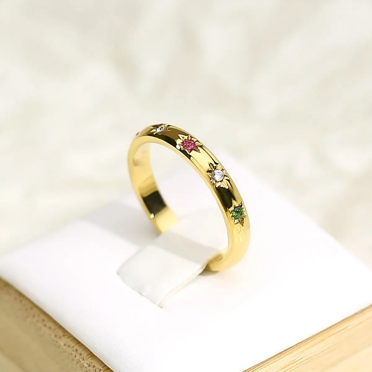 Simple Style Star Titanium Steel Plating Inlay Zircon 18k Gold Plated Rings