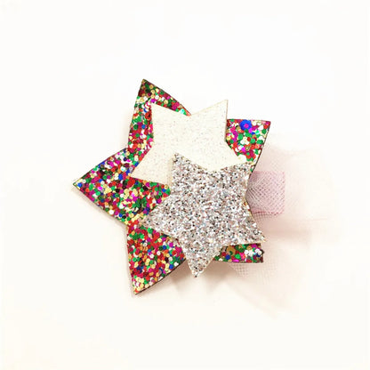 Simple Style Star  Bow Knot Leather Net Yarn Hair Clip