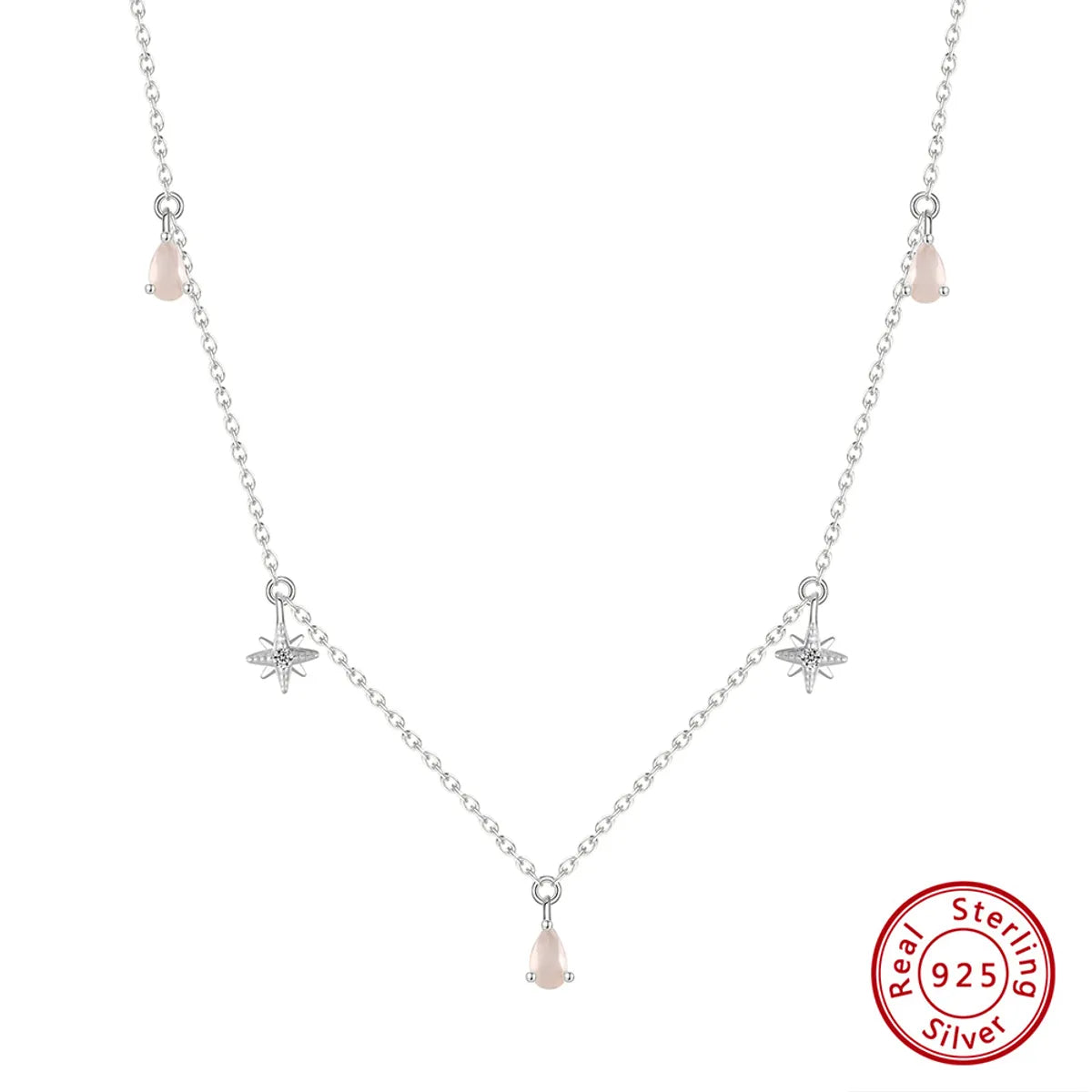 Simple Style Star Water Droplets Sterling Silver Plating Inlay Zircon 14k Gold Plated Silver Plated Pendant Necklace