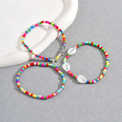 Simple Style Starfish Hippocampus Shell Seed Bead Shell Beaded Women'S Anklet