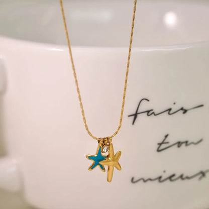 Simple Style Starfish Titanium Steel Wholesale Pendant Necklace