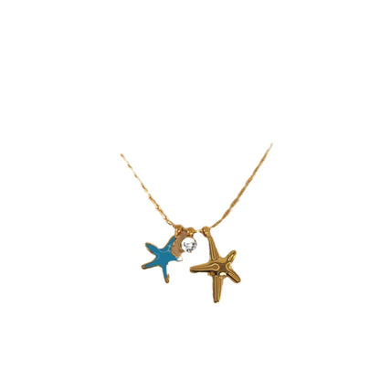 Simple Style Starfish Titanium Steel Wholesale Pendant Necklace