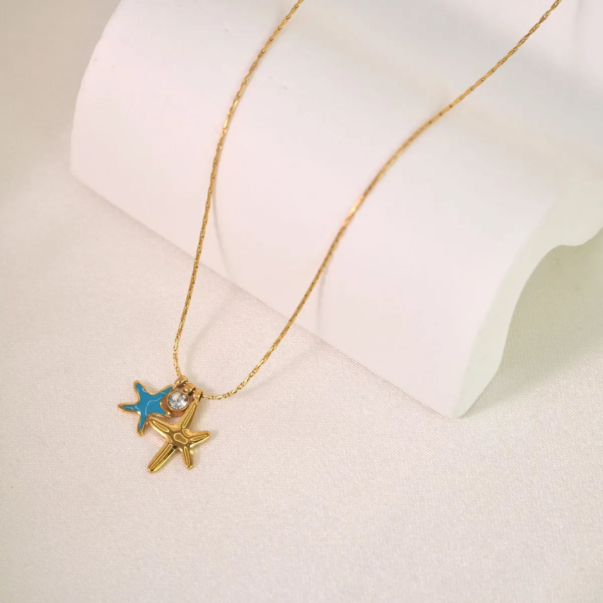 Simple Style Starfish Titanium Steel Wholesale Pendant Necklace