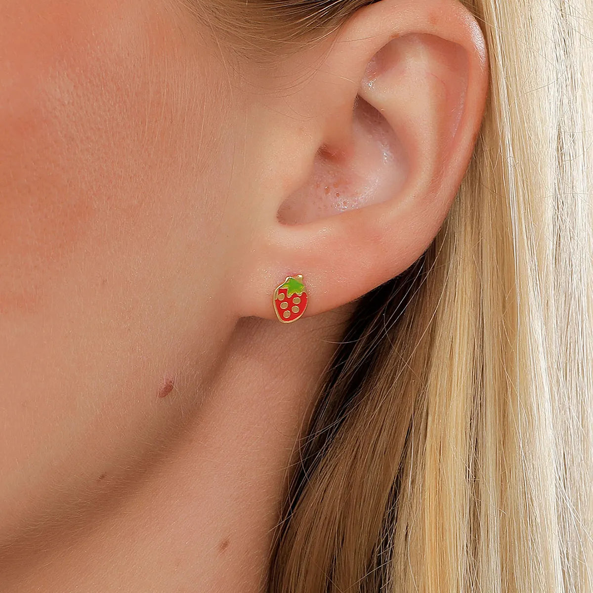 Simple Style Strawberry Stainless Steel Ear Studs