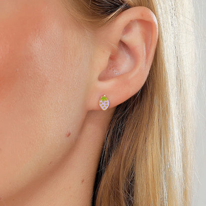 Simple Style Strawberry Stainless Steel Ear Studs