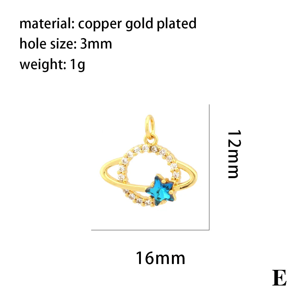 Simple Style Streetwear Astronaut Rocket Heart Shape Copper Enamel Inlay Zircon 18k Gold Plated Charms