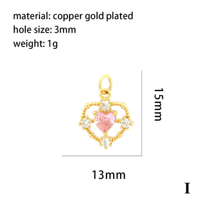 Simple Style Streetwear Astronaut Rocket Heart Shape Copper Enamel Inlay Zircon 18k Gold Plated Charms