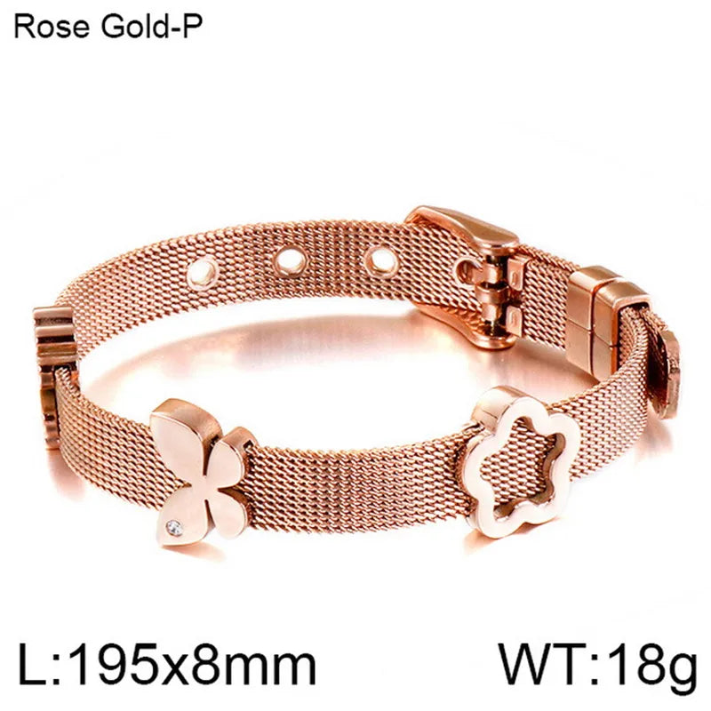 Simple Style Streetwear Butterfly Titanium Steel 18K Gold Plated Women'S Bracelets