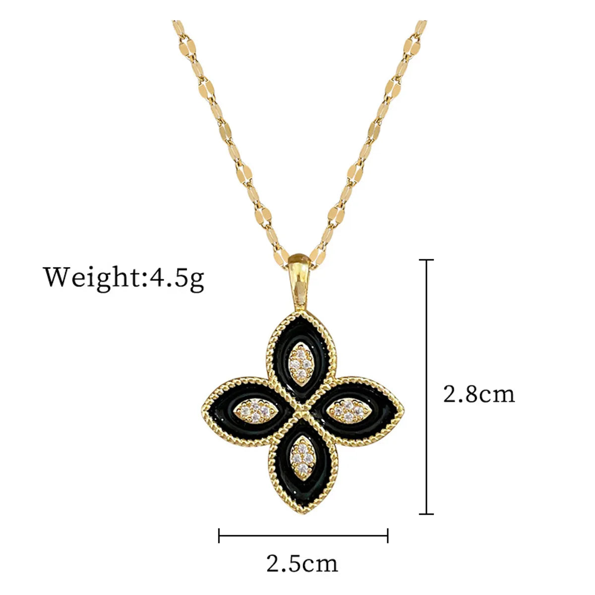 Simple Style Streetwear Commute Four Leaf Clover Titanium Steel Copper Inlay Artificial Gemstones Pendant Necklace