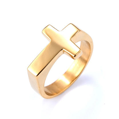 Simple Style Streetwear Cross 304 Stainless Steel Men'S Rings