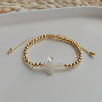 Shell Copper Simple Style Streetwear Plating Cross Star Heart Shape Bracelets