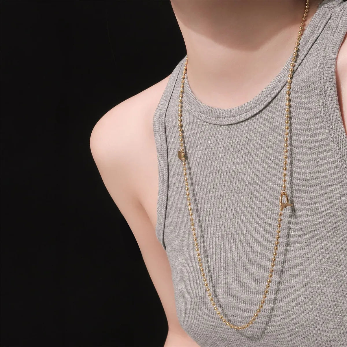 Simple Style Streetwear Geometric Titanium Steel 18k Gold Plated Double Layer Necklaces