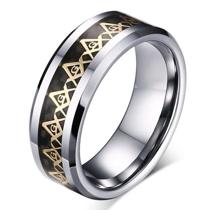 Simple Style Streetwear Geometric Titanium Steel Carving Men'S Rings