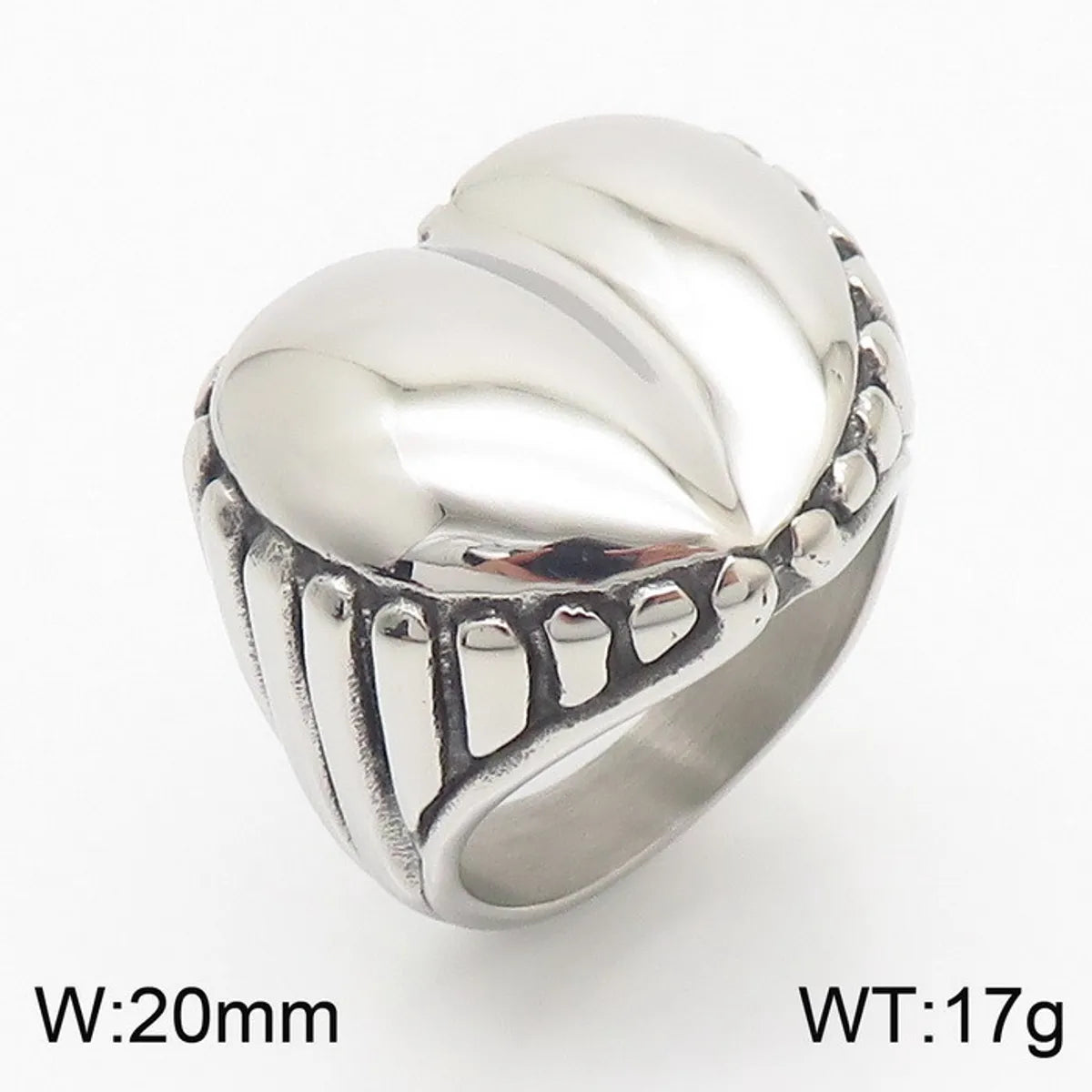 Wholesale Jewelry Simple Style Streetwear Heart Shape Titanium Steel 18K Gold Plated Plating Rings