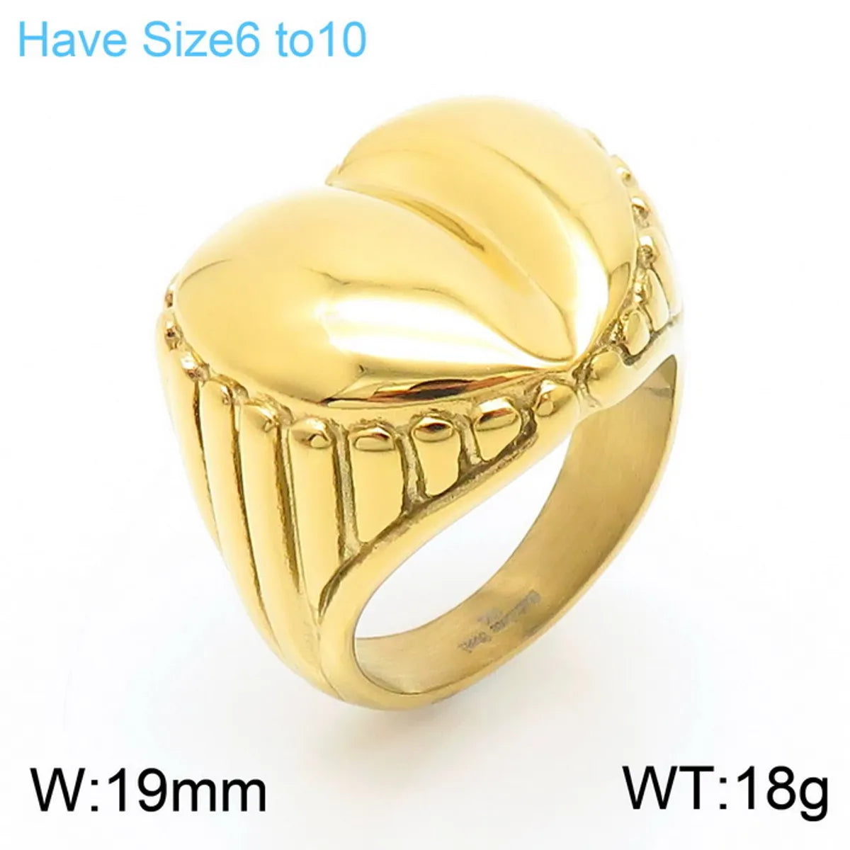 Wholesale Jewelry Simple Style Streetwear Heart Shape Titanium Steel 18K Gold Plated Plating Rings