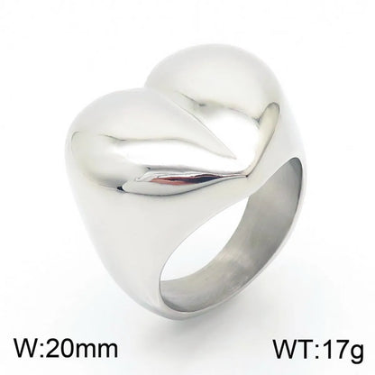 Wholesale Jewelry Simple Style Streetwear Heart Shape Titanium Steel 18K Gold Plated Plating Rings