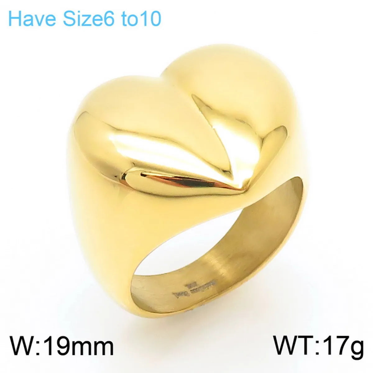 Wholesale Jewelry Simple Style Streetwear Heart Shape Titanium Steel 18K Gold Plated Plating Rings