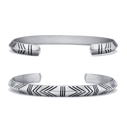 Simple Style Streetwear Lines 304 Stainless Steel Indentation Plating Men'S Bangle