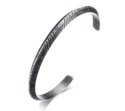 Simple Style Streetwear Lines 304 Stainless Steel Indentation Plating Men'S Bangle