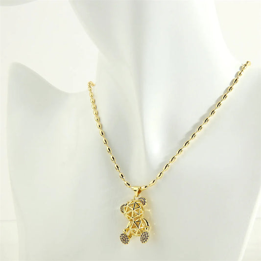 Simple Style Streetwear Little Bear Copper 18k Gold Plated Zircon Pendant Necklace In Bulk