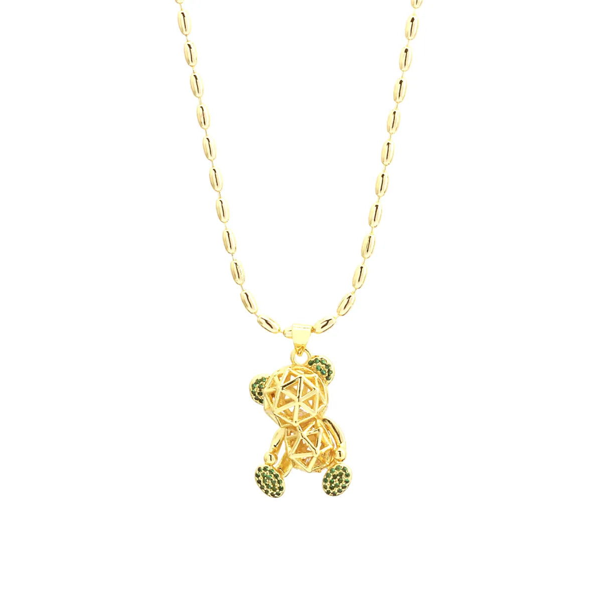 Simple Style Streetwear Little Bear Copper 18k Gold Plated Zircon Pendant Necklace In Bulk