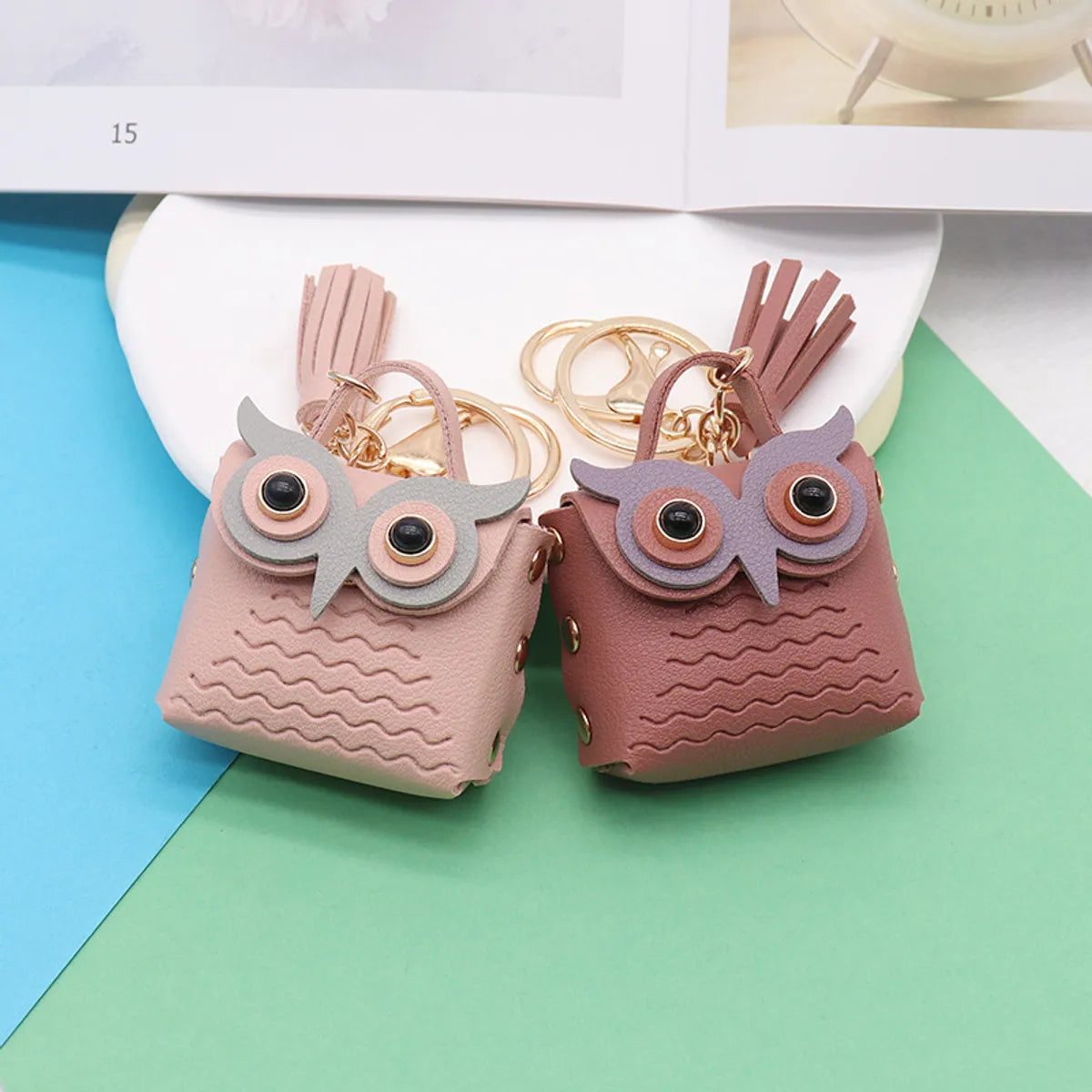 Simple Style Streetwear Owl Pu Leather Unisex Bag Pendant Keychain