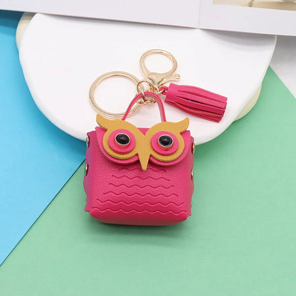 Simple Style Streetwear Owl Pu Leather Unisex Bag Pendant Keychain