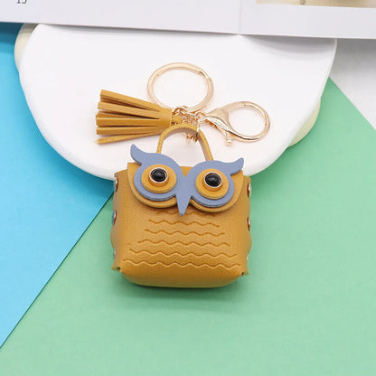 Simple Style Streetwear Owl Pu Leather Unisex Bag Pendant Keychain