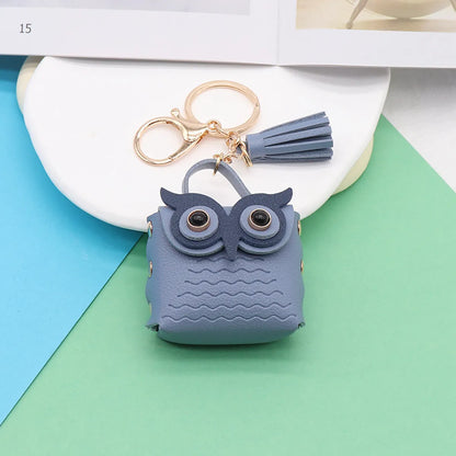 Simple Style Streetwear Owl Pu Leather Unisex Bag Pendant Keychain