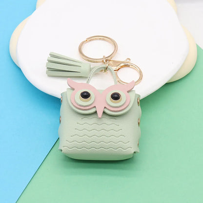 Simple Style Streetwear Owl Pu Leather Unisex Bag Pendant Keychain