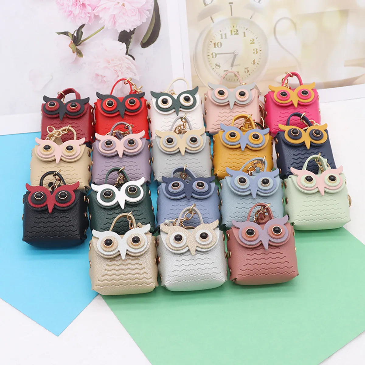 Simple Style Streetwear Owl Pu Leather Unisex Bag Pendant Keychain