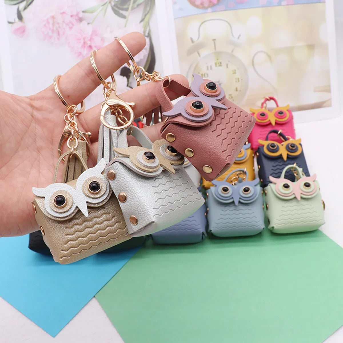 Simple Style Streetwear Owl Pu Leather Unisex Bag Pendant Keychain