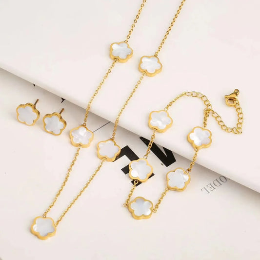 Wholesale Simple Style Streetwear Petal Steel Bracelets Earrings Necklace