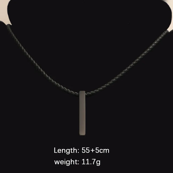 Simple Style Streetwear Customization Laser Engraving Rectangle Stainless Steel Plating 18K Gold Plated Unisex Pendant Necklace Men Pendant Necklaces