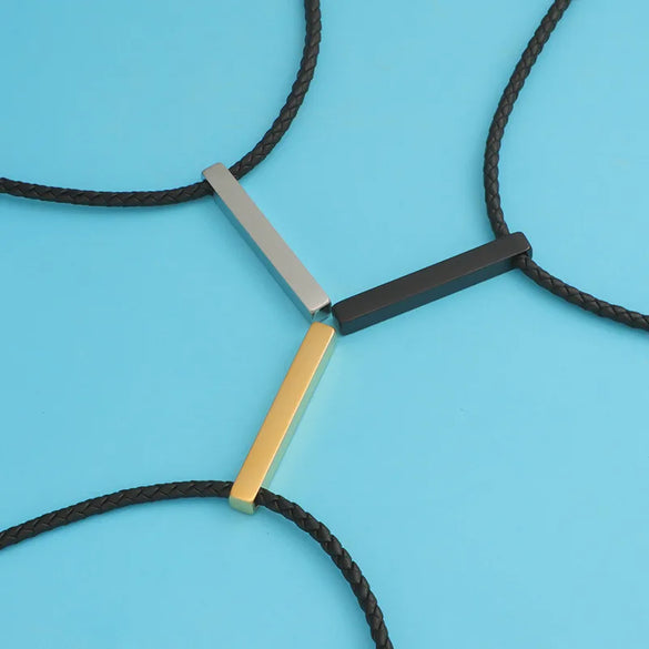 Simple Style Streetwear Customization Laser Engraving Rectangle Stainless Steel Plating 18K Gold Plated Unisex Pendant Necklace Men Pendant Necklaces