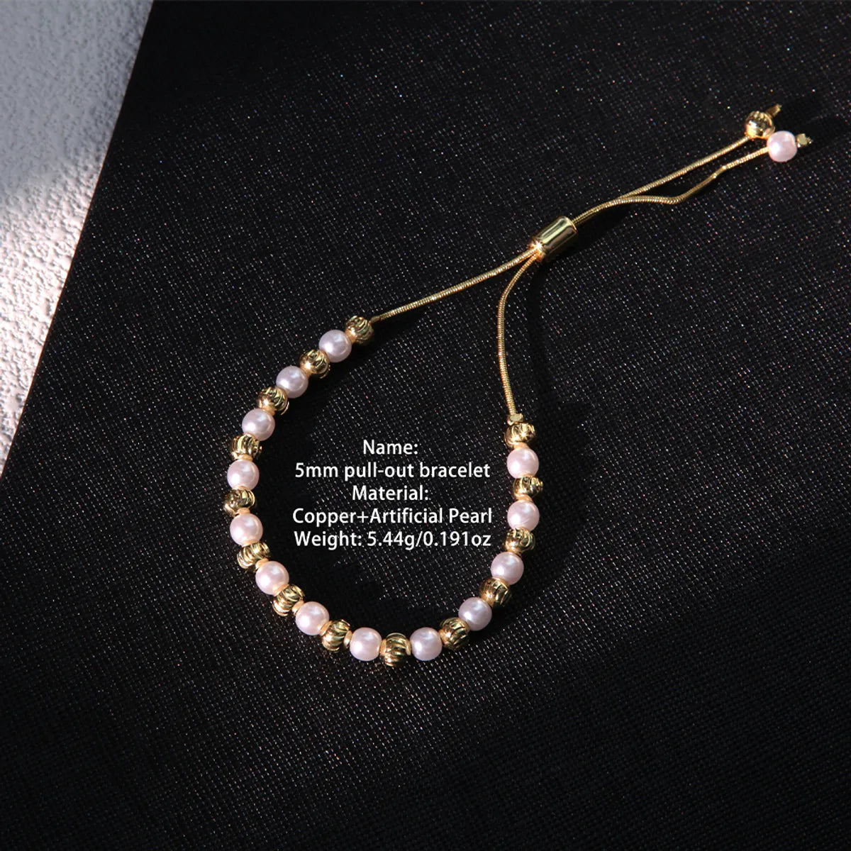 Simple Style Streetwear Round Imitation Pearl Copper Beaded Plating 18k Gold Plated Women'S Bracelets