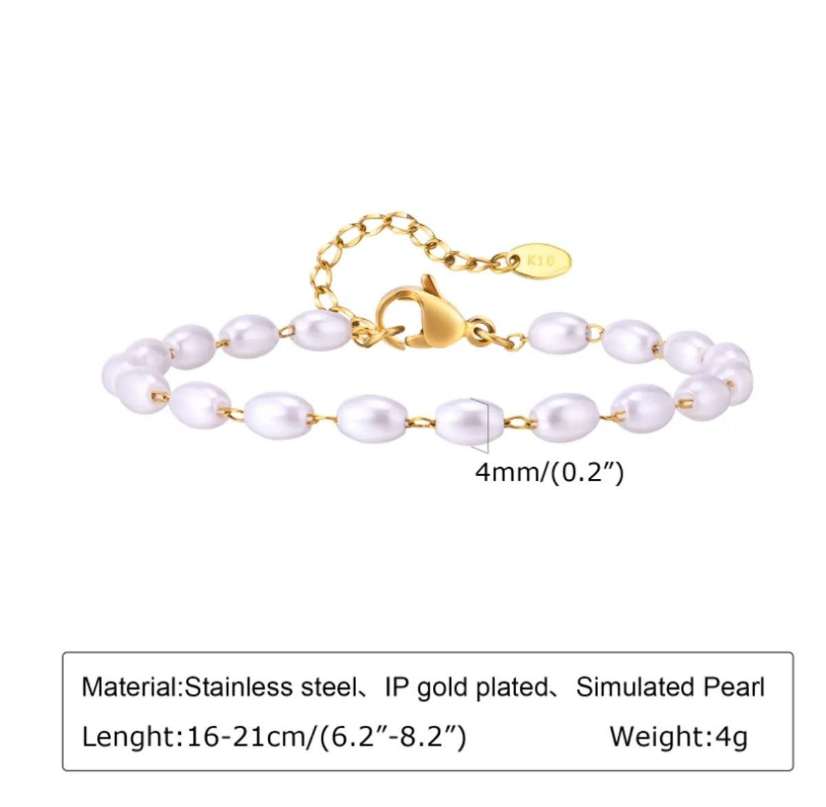 Simple Style Streetwear Solid Color 304 Stainless Steel Titanium Steel 18K Gold Plated Bracelets In Bulk