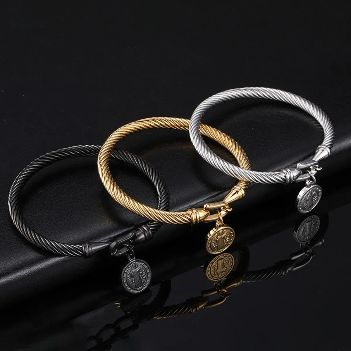 Simple Style Streetwear Solid Color Stainless Steel Bangle In Bulk