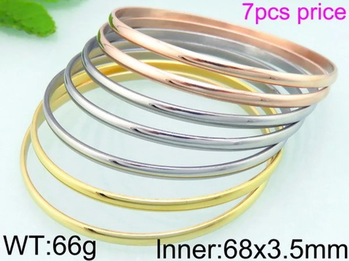 Simple Style Streetwear Solid Color Stainless Steel 18K Gold Plated Wristband In Bulk