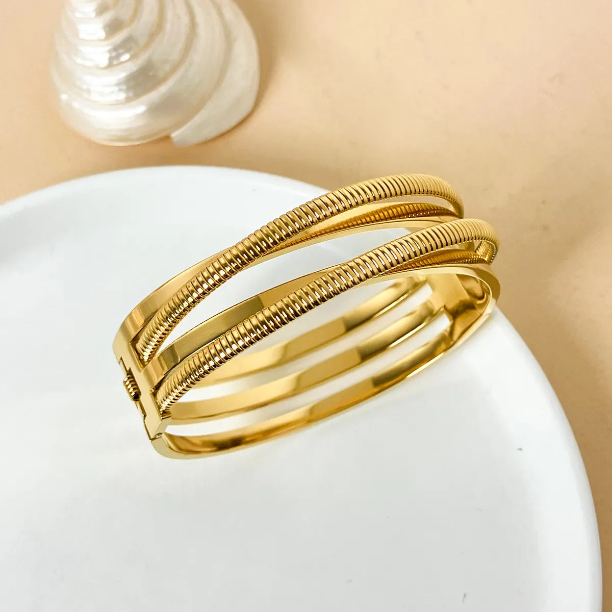 Simple Style Streetwear Solid Color Stainless Steel Plating Bangle