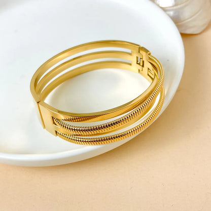 Simple Style Streetwear Solid Color Stainless Steel Plating Bangle