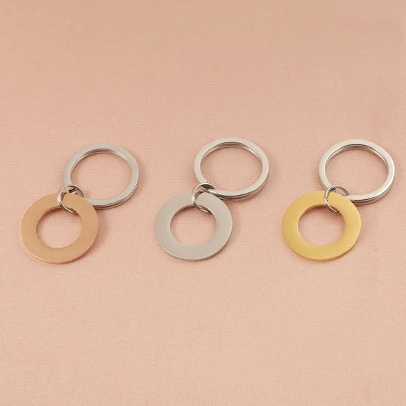 Simple Style Streetwear Customization Laser Engraving Solid Color Titanium Steel Unisex Keychain