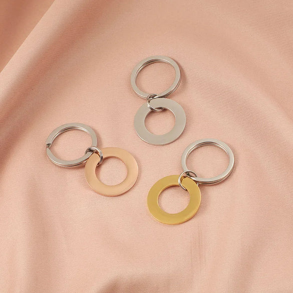 Simple Style Streetwear Customization Laser Engraving Solid Color Titanium Steel Unisex Keychain