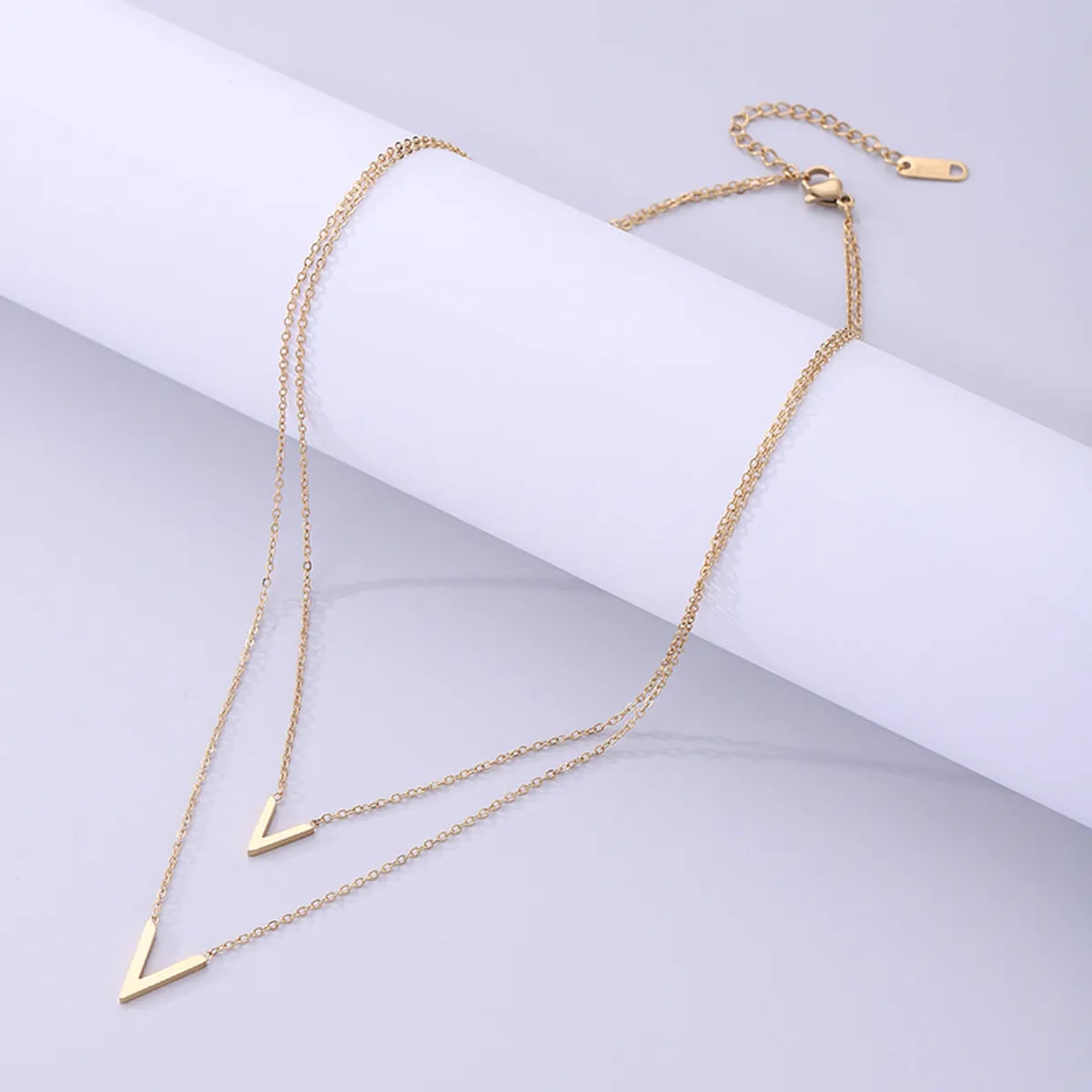 Simple Style Streetwear V Shape Stainless Steel Plating 18k Gold Plated Layered Necklaces