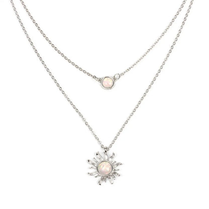 Simple Style Sun Alloy Inlay Opal Women'S Layered Necklaces